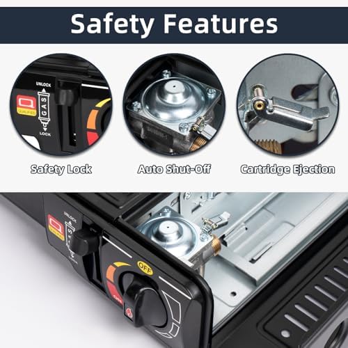 SHINESTAR Dual Fuel Stove with Butane & Propane Compatibility, Portable Camping Stove for Outdoor Cooking, Propane Adapter Hose and Carrying Case Included, 7800 BTUs Output