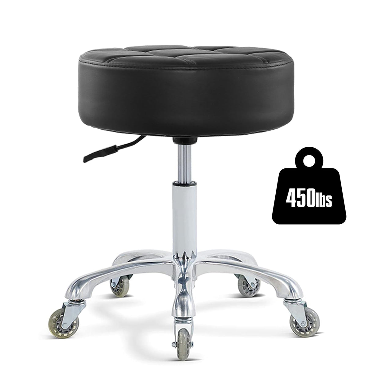 Ainilaily Rolling Stool with Wheels Adjustable Height, Roller Stool for Massage Medical Tattoo Spa Heavy Duty Swivel Desk (Super Thick Cushion, Black)