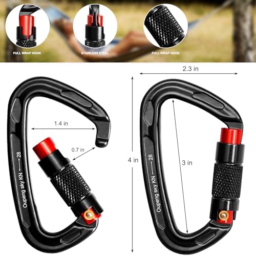 Auto Locking Carabiner Clips - 28KN (6172lbs) Heavy Duty Caribeaners ,4PCS Large Carabiner Clip for Keychains,Hammock,Camping, Gym, Hiking, Outdoor ,Dog Leash