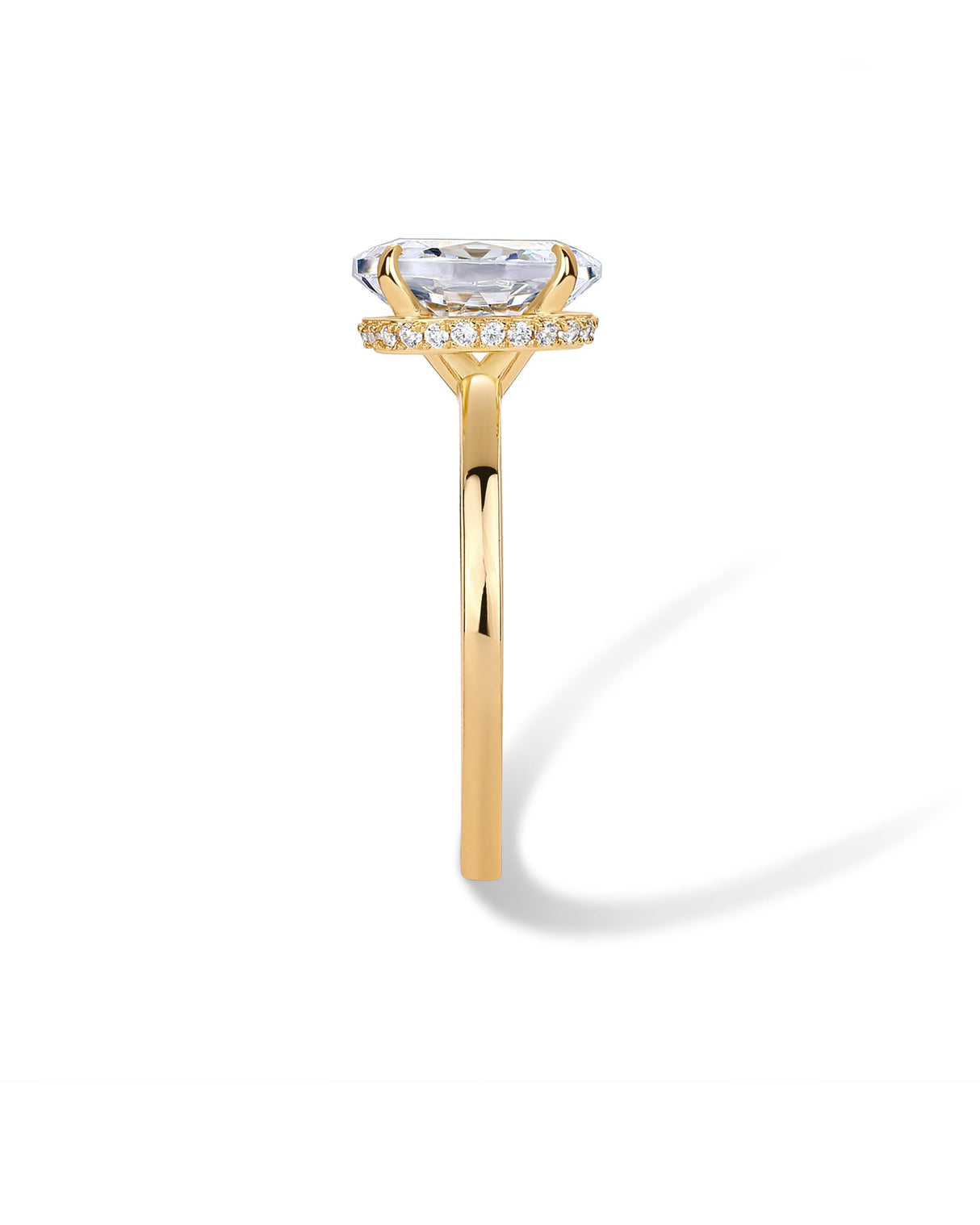 PAVOI 14K Yellow Gold Plated Oval Engagement Ring for Women - Hidden Halo 2.5CT Cubic Zirconia Promise Ring - Wedding Band - Size 6