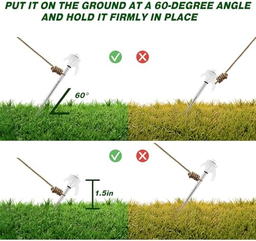 20 Pcs 8" Screw in Tent Stakes Heavy Duty Tent Stakes Drillable Ground Anchors Screw Metal Tent Pegs Threaded Tent Spikes with Head Driver for Swing Inflatable Decor (Illuminant White)