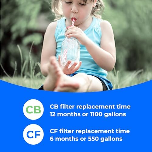 Waterdrop G3 Replacement Filter 1-Year Combo, Pack of 2 WD-G3-CF Filters and 1 WD-G3-CB Filter, Replacement for WD-G3-W, WD-G3P600 and WD-G3P800-W Reverse Osmosis System