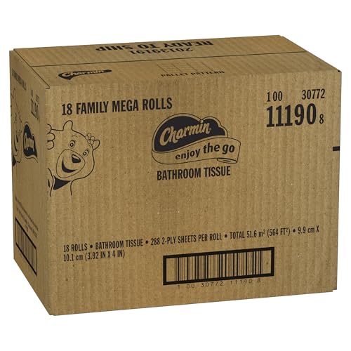 Charmin Ultra Soft Cushiony Touch Toilet Paper, 18 Family Mega Rolls = 90 Regular Rolls