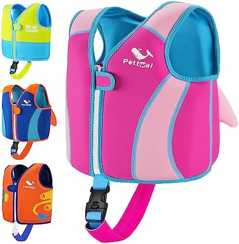 Pottwal Swim Vest for Kids - Swim Jacket for 1-2 Years (24-33LBS) - Buoyancy Aid Made of Neoprene & EPE - with Adjustable Crotch Strap