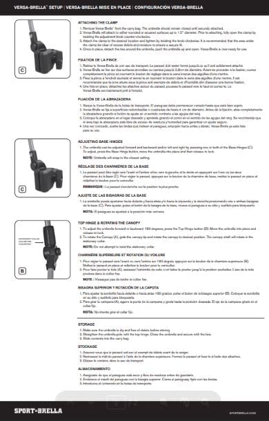 Sport-Brella Versa-Brella SPF 50+ Adjustable Umbrella with Universal Clamp