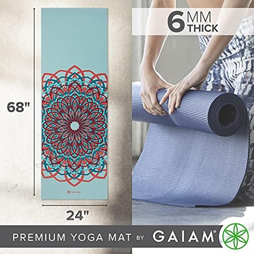 Gaiam Yoga Mat - Premium 6mm Print Extra Thick Non Slip Exercise & Fitness Mat for All Types of Yoga, Pilates & Floor Workouts (68"L x 24"W x 6mm Thick)