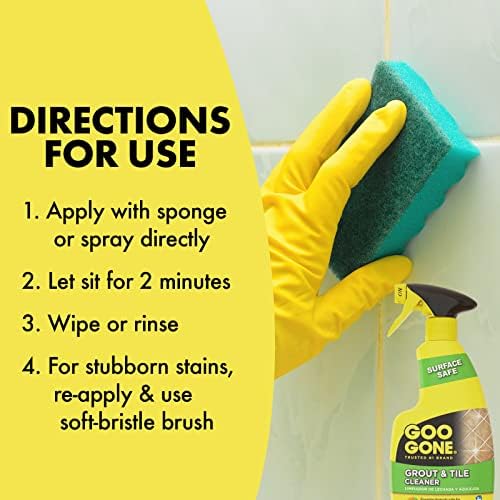 Goo Gone Grout and Tile Cleaner - 28 Ounce - Removes Tough Stains Dirt Caused by Mold Mildew Soap Scum and Hard Water Staining - Safe on Tile Ceramic Porcelain, pack of 2