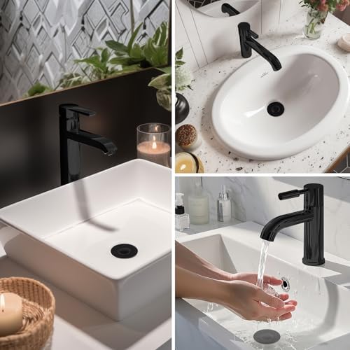 Hibbent 2 Pack 3 in 1 Bathroom Sink Drain Strainer, Pop Up Stopper with Removable Stainless Steel Filter Basket Hair Catcher, Sink Plug for 1.1''~2.36'' Basin, Brass Bullet Core, Oil Rubbed Bronze