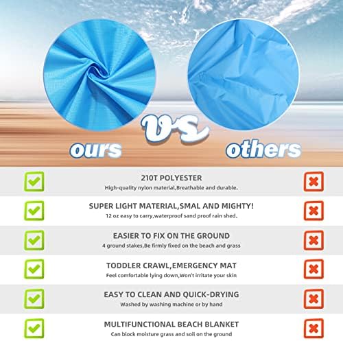 BYDOLL Beach Blanket 78''X81'' 4-7 Adults Oversized Lightweight Waterproof Sandproof Blanket for Beach Large Picnic Mat Travel Camping