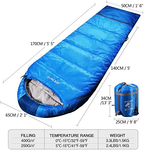 REDCAMP Kids Mummy Sleeping Bag for Camping, 3 Season Cold Weather Sleeping Bag Fit Boys,Girls & Teens, Blue/Rose Red