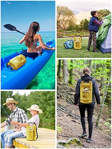 HEETA Dry Bag Waterproof for Women Men, 5L/10L/20L/30L/40L Roll Top Lightweight Dry Storage Bag Backpack with Phone Case for Travel, Swimming, Boating, Kayaking, Camping & Beach, 11 Transparent Colors
