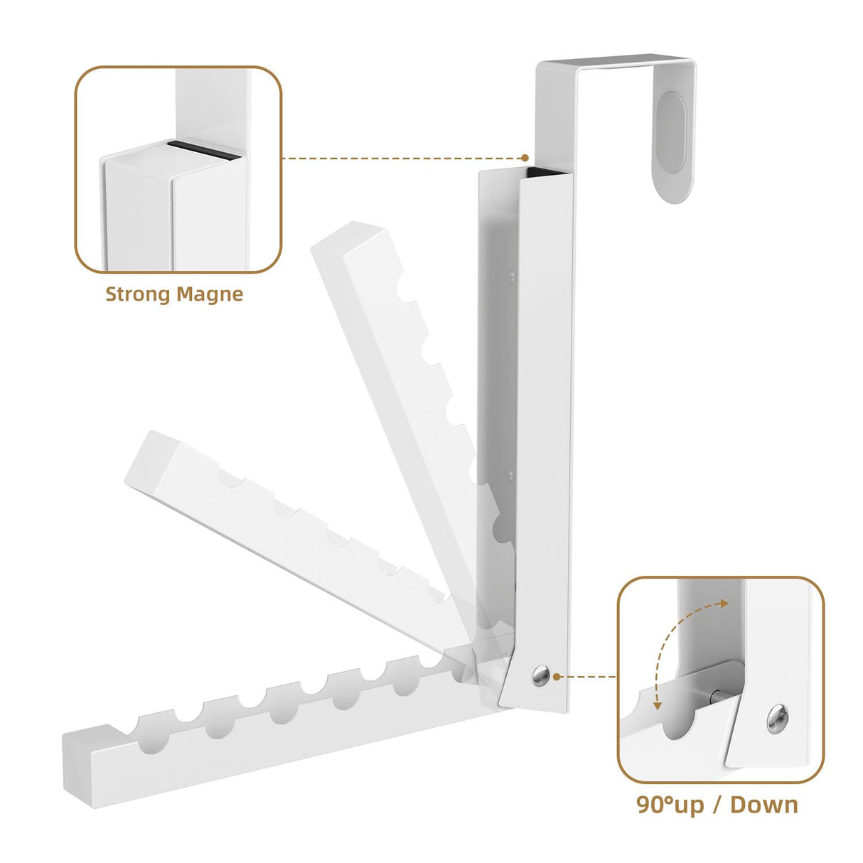 BAKON Over The Door Hanger Folding Clothes Drying Rack, Folding Hanging Coat Rack for Indoor Laundry Room Compact Small Space Foldable Portable Clothing Hanger Hook Collapsible- 2 Pack