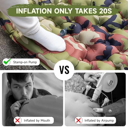 HiiPeak Sleeping Pad - Ultralight Inflatable Sleeping Mat with Built-in Foot Pump, Durable Compact Waterproof Camping Air Mattress for Camping, Backpacking, Hiking, Tent Trap Traveling