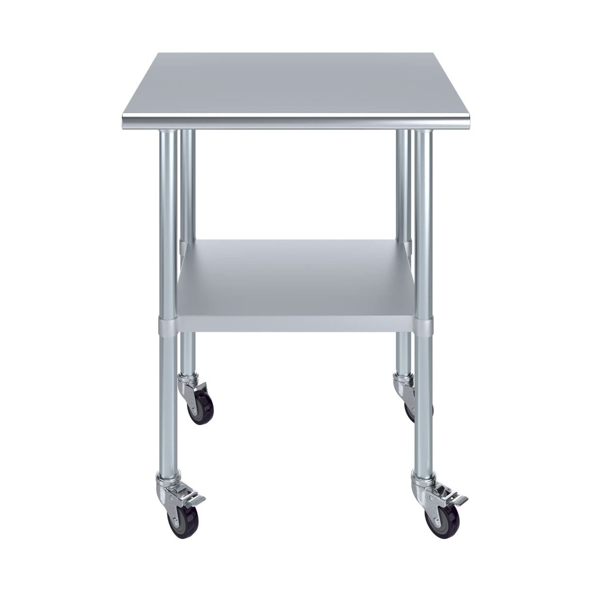 AmGood 24 in. x 30 in. Stainless Steel Work Table with Wheels | Metal Kitchen Food Prep Table | NSF