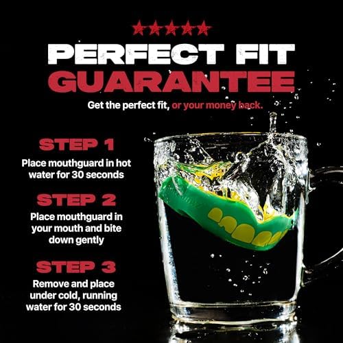 SafeJawz Sports Mouthguard, Dual Layer Premium Mouth Guard with Case for Basketball, Lacrosse, Football, Martial Arts, Hockey, Wrestling, Ice Hockey and All Contact Sports