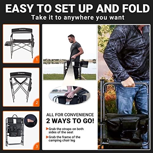 KingCamp 2-Pack Directors Camping Chair with Padded Folding Portable Seats, Black