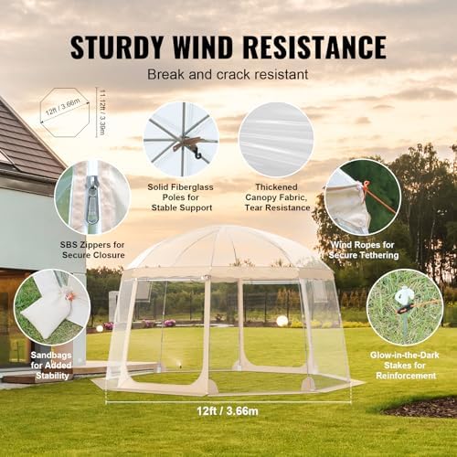 VEVOR Upgraded Pop up Bubble Tent for 8-10 People - Need Simple Assembly - 12x11.1ft Outdoor Clear Bubble Tent Dome, Weatherproof Clear Tent Shelter for Soccer, Football, Softball, Events, and Parades