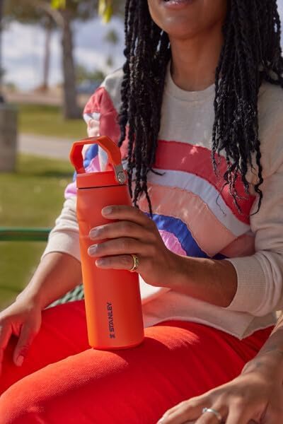 Stanley IceFlow Flip Straw 2.0 Water Bottle 24 oz | Built-In Straw for Travel and Sports | Lightweight and Leak Resistant | Insulated Stainless Steel | BPA-Free | Watermelon