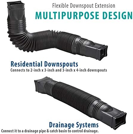 WholesalePlumbing Supply 2-Pack Black Flexible Downspout Extension Gutter Connector Rainwater Drainage,FD-85015-2PK