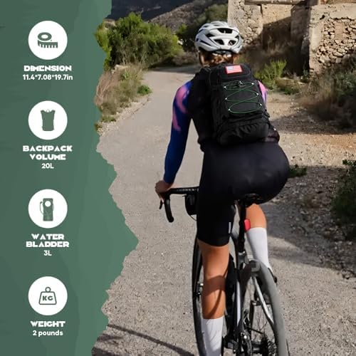 Maelstrom Hydration Backpack, Hiking Backpack with 2L/3L Water Bladder, High Flow Bite Valve Water Backpack Lightweight