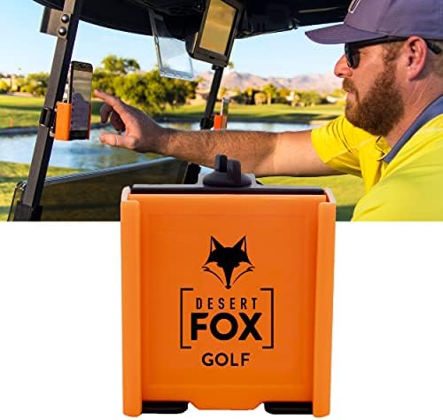 DESERT FOX GOLF Phone Caddy – Adjustable Golf Cart Phone Holder with Secure Strap for Hands-Free GPS & Golf Apps – Universal Fit