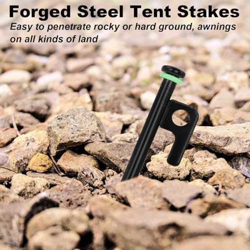 20Pcs Tent Stakes, 16in Heavy Duty Tent Stakes, Dia 0.35" Forged Steel Stakes Heavy Duty for Tent Used on Rocks, Grassland, Snowfield(20Pcs 16in Stakes)