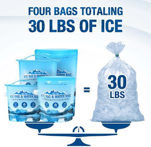 HEYTRIP 4 Pack Reusable Ice Bags for Cooler 2.5lb 5lb Ice Cube Bags, Long Lasting Cold Dry Freezer Packs, Leakproof Water Container - Fill it with Ice to Keep Cooler Cold and Drink its ICY Water