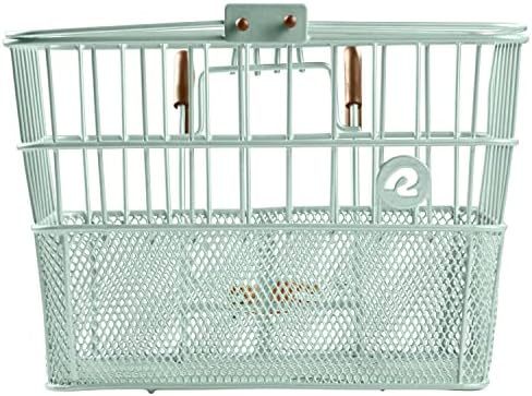 Retrospec Apollo Detachable Front Bike Basket Steel Half-Mesh with Integrated Detachable Hooks and Built-In Handle, Easy Assembly and Portability for Bicycles
