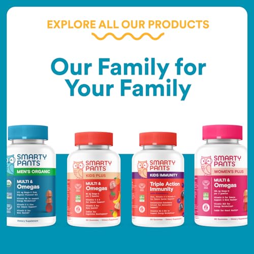 SmartyPants Teen Guy Multivitamin Gummies - Improved Formula: Omega 3 (DHA/EPA), Vitamin D3, C, Vitamin B12, B6, A, K & Zinc, Folate, Gluten Free, Fruit Flavor, 60 Count (30 Day Supply)