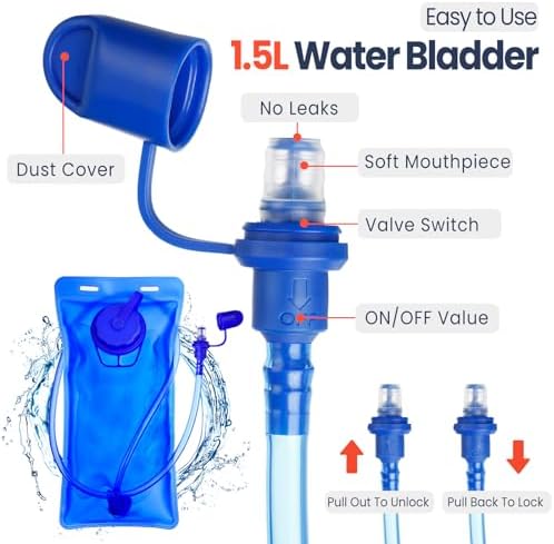 2 Pcs Kids Hydration Backpack with 1.5l Water Bladder Lightweight Kids Hiking Backpack Water Rucksack for Boys Girls Climbing Running