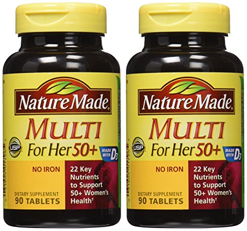 Nature Made Multi For Her 50+ Vitamin & Mineral Tabs, 90 ct (Pack of 2) (Packaging May Vary)