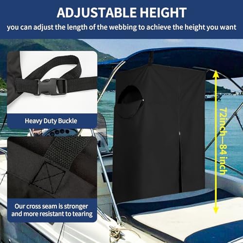 Tuszom Heavy Duty 600D Privacy Tent for Boat, Heavy Duty Hanging Changing Room for Bimini Top with Storage Bag, Portable Privacy Station for Pontoons