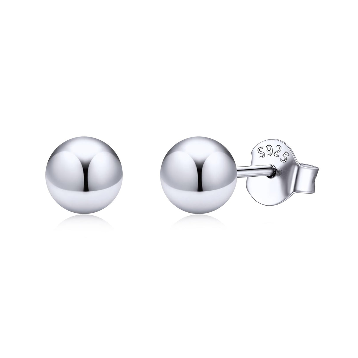 ChicSilver 925 Sterling Silver Ball Stud Earrings for Women, Hypoallergenic Silver Studs, Small Round Ball Earrings 5MM