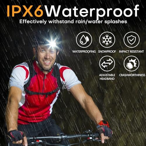 LED Rechargeable Headlamp, Head Lamp Super Bright with 9 Modes & IPX6 Waterproof Zoomable Head Lights for Forehead, 90° Adjustable Headlamps for Camping Hiking Hunting Fishing Car Repair