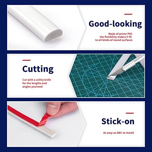 Art3dwallpanels 25 Ft Flexible Peel and Stick Trim Molding Decorative for Backsplash Tile Edge Border, Self-Adhesive Wall Trim Strips(White)