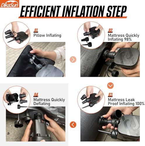 Truck Bed Mattress, Truck Bed Air Mattress for 5.5-5.8ft Full Size Short Beds, Inflatable Camping Air Mattress, Truck Tent Accessories with Pump & Carry Bag(A-Black)