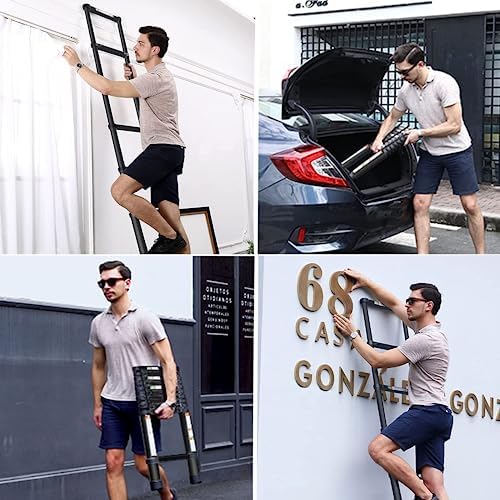 RIKADE Telescoping Ladder 20.3FT & Attic Ladder, Heavy Duty Aluminum with Non-Slip Feet, 330lb Capacity for RV, Attic, Roof & Multi-Surface Use