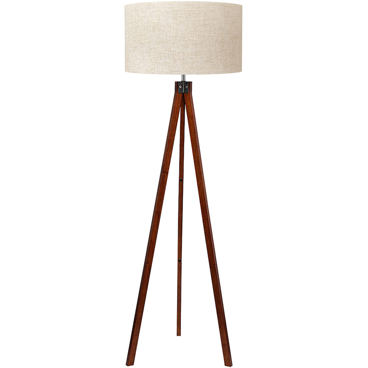 LEPOWER Wood Tripod Floor Lamp, Mid Century Standing Lamp, Modern Design Studying Light for Living Room, Bedroom, Study and Office, Flaxen Linen Shade with E26 Base Brown