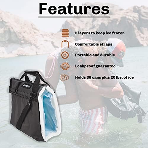 AO Coolers Stow N' Go Cooler, Low-Profile, Leakproof with High-Density Insulation, Holds Ice for 24 Hours, Black, 38 Pack