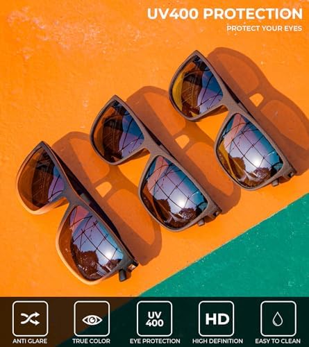 KALIYADI Polarized Sunglasses for Men, Lightweight Sun Glasses with UV Protection for Driving Fishing Golf