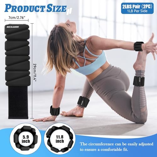 Wrist Ankle Weights Set of 2(1 lb/2 lbs Each) Adjustable Weights Training Intensity for Strength Training Walking Running Yoga Pilates Jogging for Women Men
