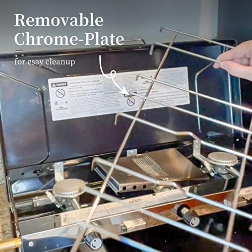 Camping Stove, 3 Burners Propane Portable Camp Stove with Regulator, Push-Button Instant Ignition, Adjustable Burners & Wind Guards for Car BBQ Picnics Outdoor Cooking (BLACK-20400 BTUs)