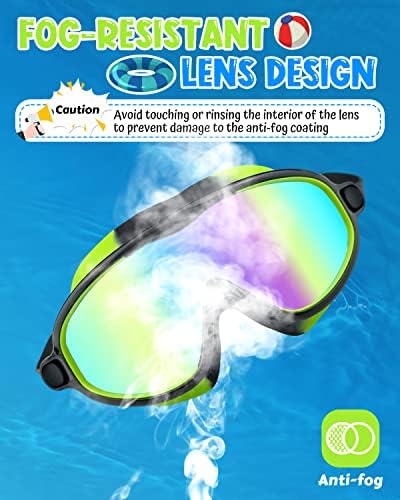 Rantizon Swim Goggles 2 Pack, Wide View Anti Fog&UV Swimming Goggles for Audlt, No Leaking Pool Accessories for Men Women Kid
