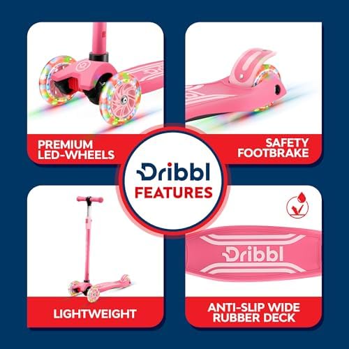 3-Wheel Kids Scooter - Lean-to-Steer Technology, Adjustable Height Handlebar, Wide Anti-Slip Deck, Scooter for Boys & Girls Ages 3+, Child Safety Approved, Support Riders Up to 165 lbs, Pink
