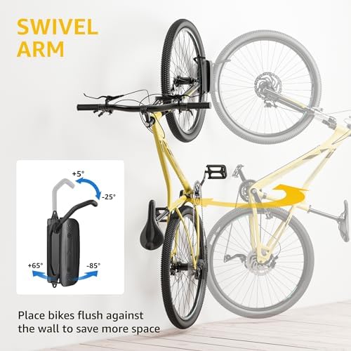 MONTEK Swivel Bike Wall Mount, Bike Hangers for Garage, Wall Mount Bike Rack, Space Saving Wall Bike Rack, Vertical Bike Rack Holds up to 66lbs,2 Pack