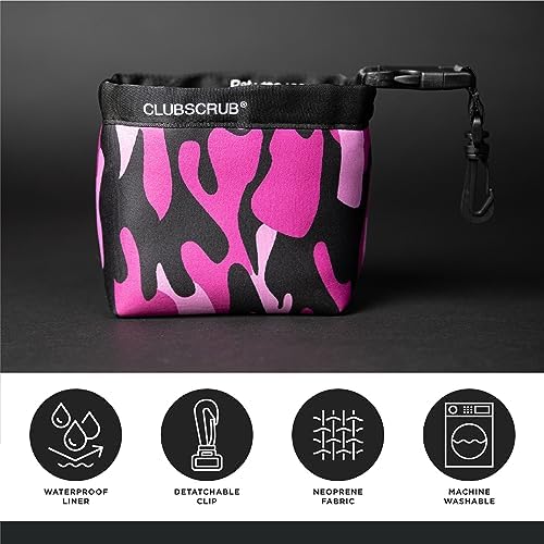 Golf Club and Golf Ball Cleaning Bag, Waterproof Clean Face Technology Liner, Detachable Clip, Machine Washable, Cleans Club Grooves, Dry Exterior (Neoprene or Microfiber Option Available)