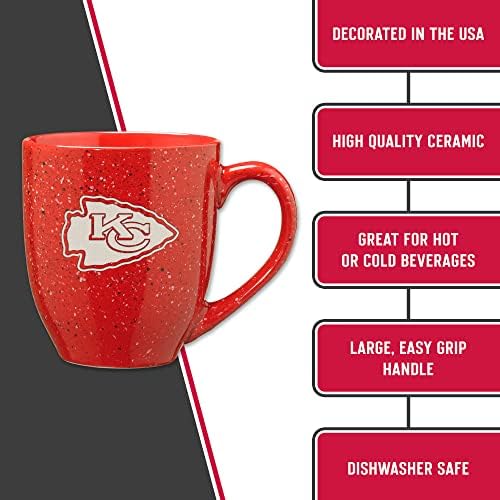 Rico Industries NFL Football 16 oz Team Color Laser Engraved Speckled Ceramic Coffee Mug