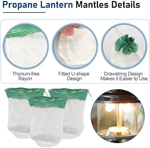 10 Pcs Propane Lantern Mantles with Lantern Globe Replacement Glass - Glass Globe Compatible with Coleman Fueled Lanterns, Propane Lantern Mantles Replacement Suitable for Outdoor Camping Lantern
