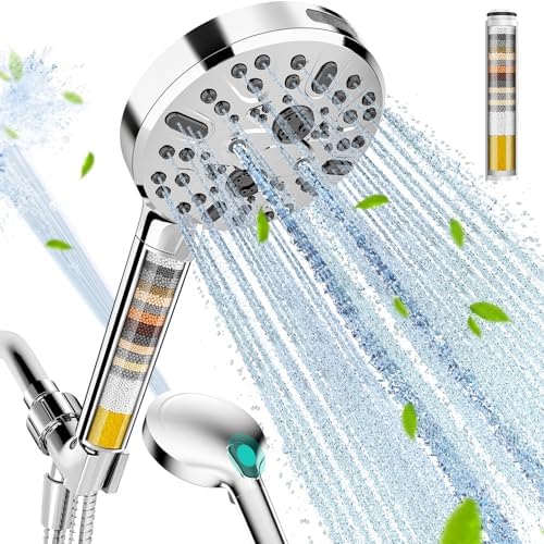 Cobbe Filtered Shower Head with Handheld, High Pressure 9 Spray Mode Showerhead with Filters, detachable shower head, Water Softener for Hard Water Remove Chlorine and Harmful Substance, Chrome