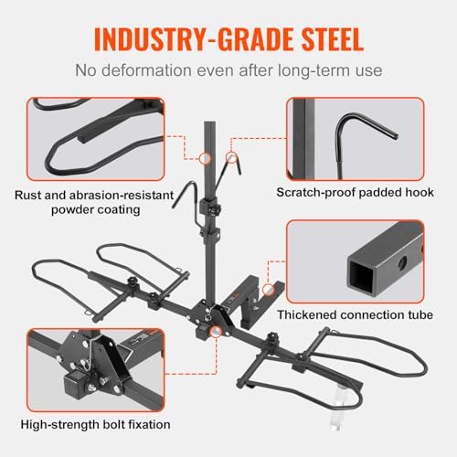 VEVOR Hitch Mount Bike Rack, 160 LBS Capacity Ebike Rack, 2-Bike Platform Style for 2-inch Receiver, Titling and Folding Bike Carrier with Tires up to 5" Wide, for Car, SUV, Truck, RV